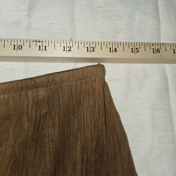 J Jill Satin Maxi Crinkle Skirt Brown Camel Size 6 Fairy Boho Western Peasant - Picture 6 of 10